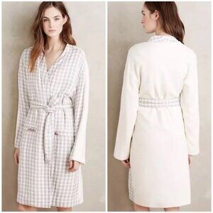 { Anthropologie } Saturday/Sunday Gray Plaid & Fleece “Country Gal” Robe, XS/S